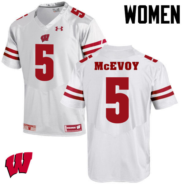 Wisconsin Badgers Women's #5 Tanner McEvoy NCAA Under Armour Authentic White College Stitched Football Jersey MA40J48HQ